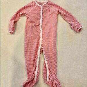 Ralph Lauren Pink and White Striped Kids Footie